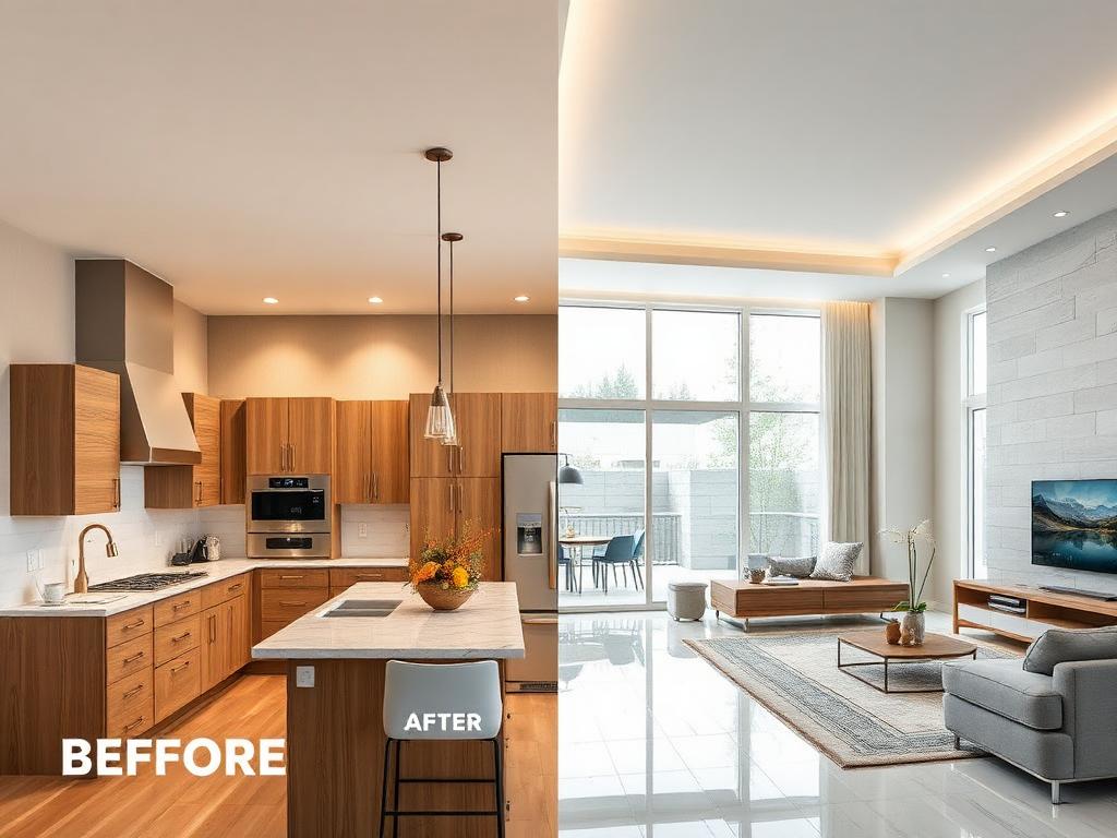 Before and after home renovation transformation