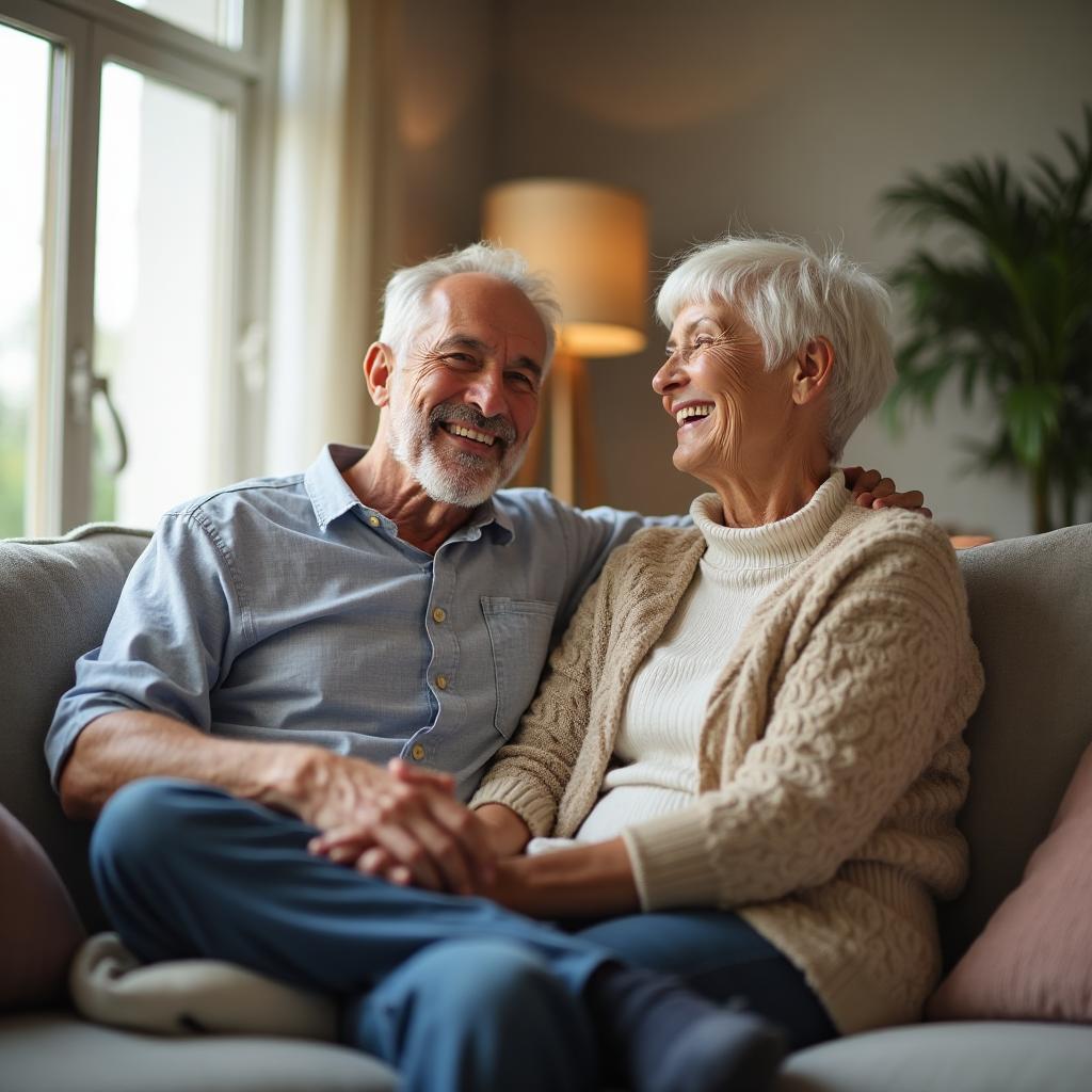 Happy senior couple enjoying retirement at home